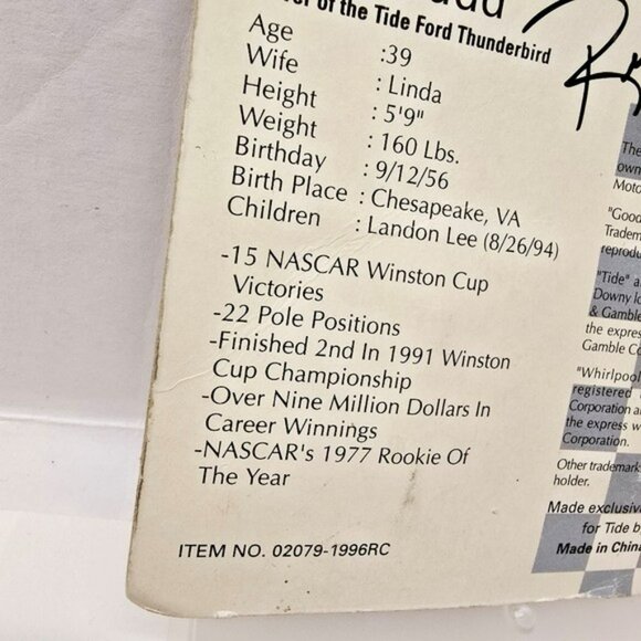 Vintage 1996 Nascar 1:64 Die Cast Racecar Tide Ricky Rudd Car Racing Champions - Picture 6 of 15